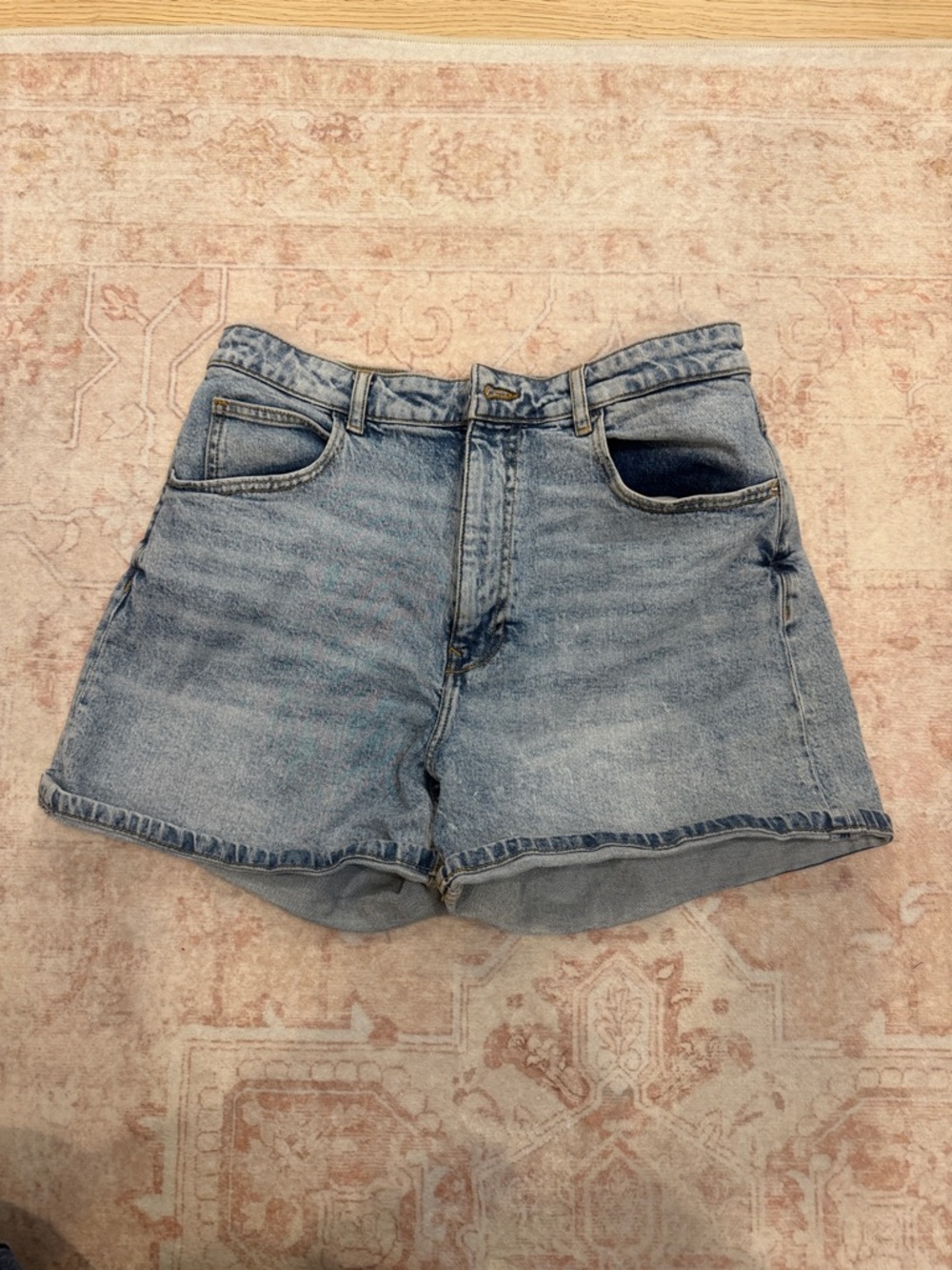 Zara Light Blue High-Rise Denim Shorts